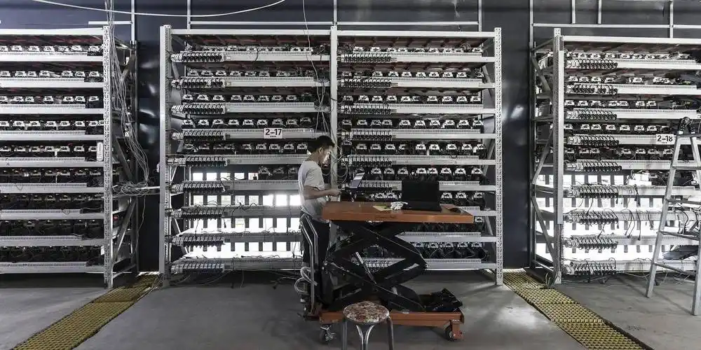 A bustling mining farm in Germany showcasing advanced mining rigs.