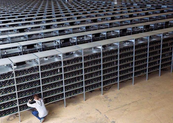 An expansive view of a modern mining farm in Australia, showcasing rows of miners dedicated to currencies like BTC and ETH